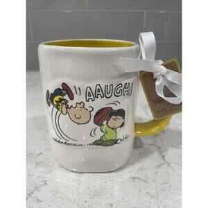 FOOTBALL SEASON Peanuts X Rae Dunn Lucy Charlie Brown AAUGH! Snatch Kick Mug NEW